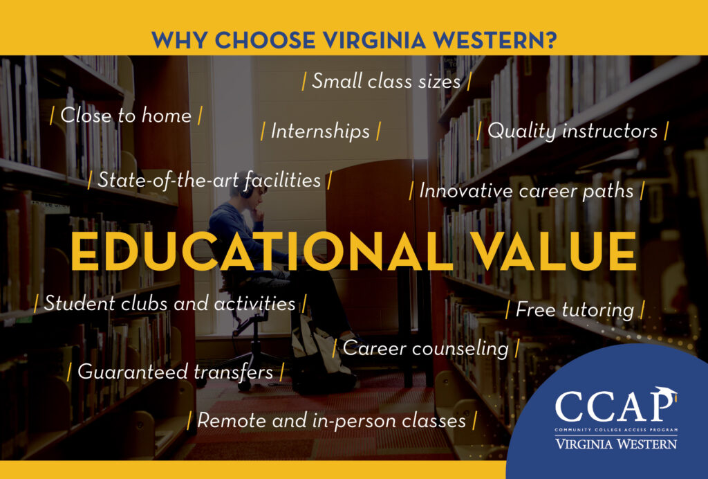 A display of reasons to choose Virginia Western, primarily Educational Value