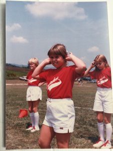 Stephanie as a tiny cheerleader