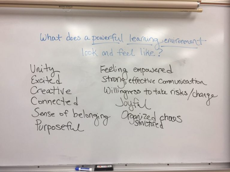 Suggestions: unity, excited, creative, connected, sense of belonging, purposeful, feeling empowered, strong, effective communication, willingness to take risks or change, joyful, organized structured chaos