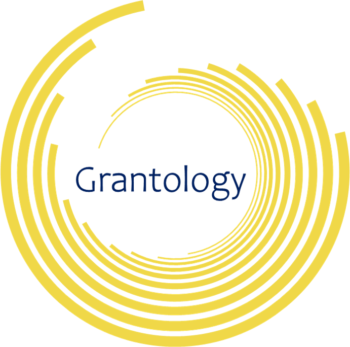 Black background with a circular design made of multiple concentric, segmented yellow rings radiating outward, surrounding the word