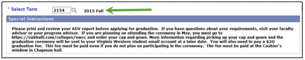 Graduation term select