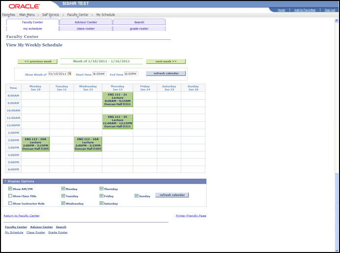 weekly teaching schedule