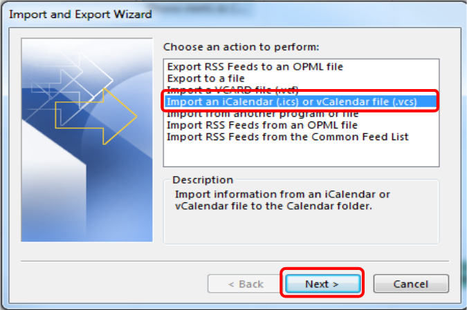 Import and Export Wizard
