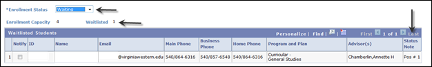 Enrollment Status Note