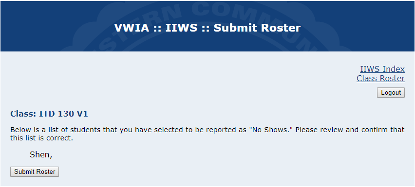 iiws submit roster