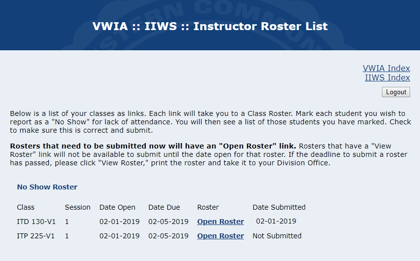 iiws instructor roster list