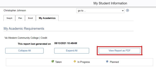 View Advisement Report