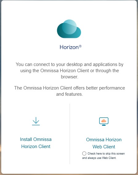Omnissa Horizon install screen