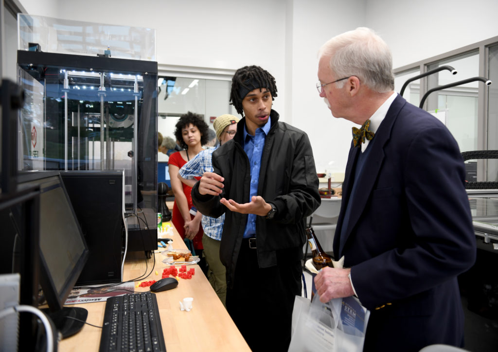 Alif Hill demonstrating equipment in Fab Lab