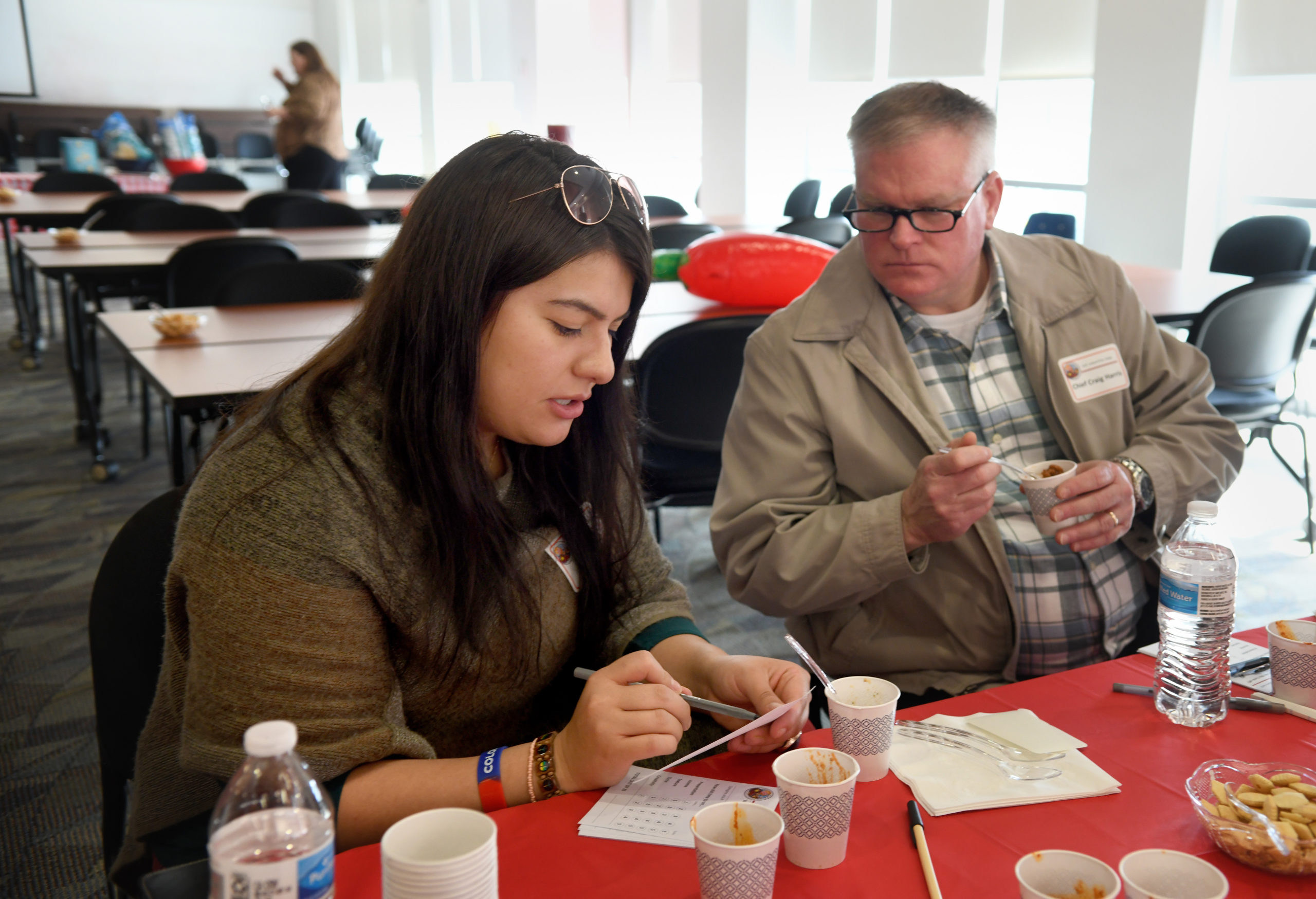 Tasters judging at chili cookoff