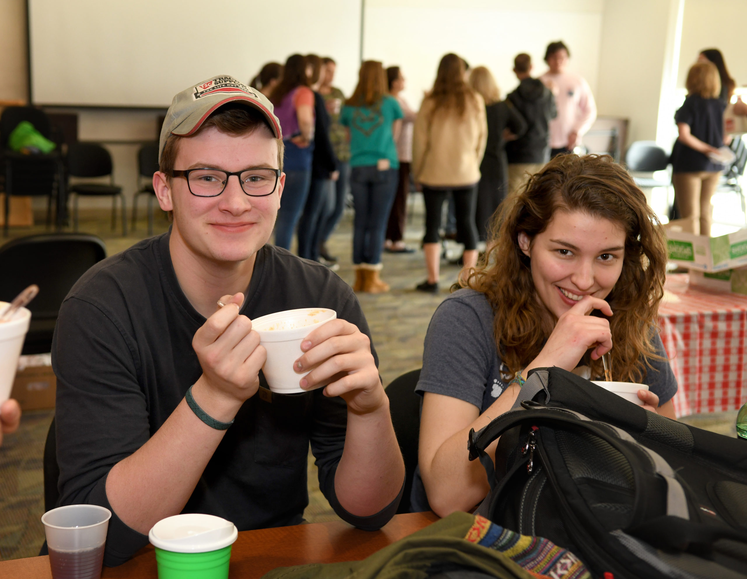 candid shot of students at chili cookoff