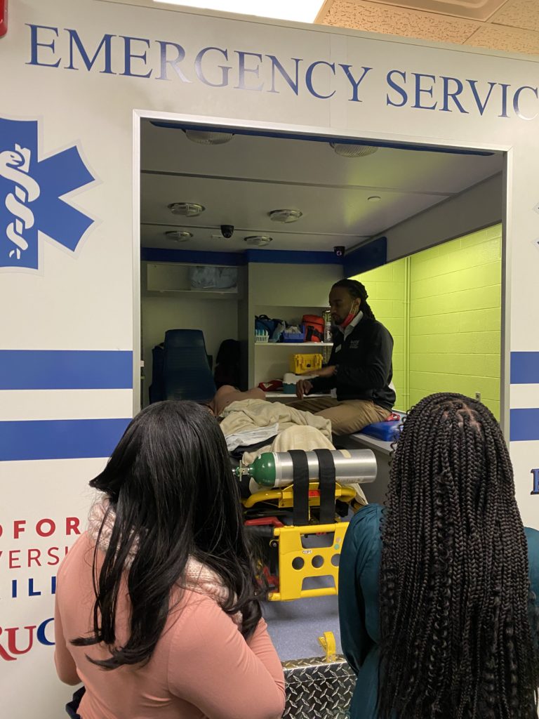 Enrollment Counselor D'Aundre Burnette leads Virginia Western students on a tour of the Radford University Carilion facilities in downtown Roanoke on Dec. 2, 2022.