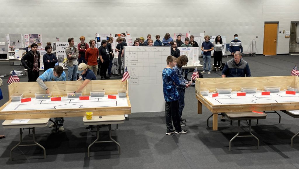 Teams prepare for the start of the time trials at the 14th Annual VWCC Autonomous Robot Competition on Saturday, Dec. 3, at Virginia Western Community College.