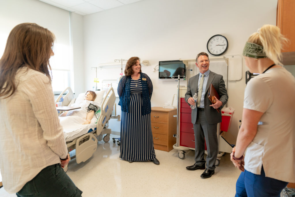 Dr. David Doré toured the Horace G. and Ann H. Fralin Center for Science and Health Professions.