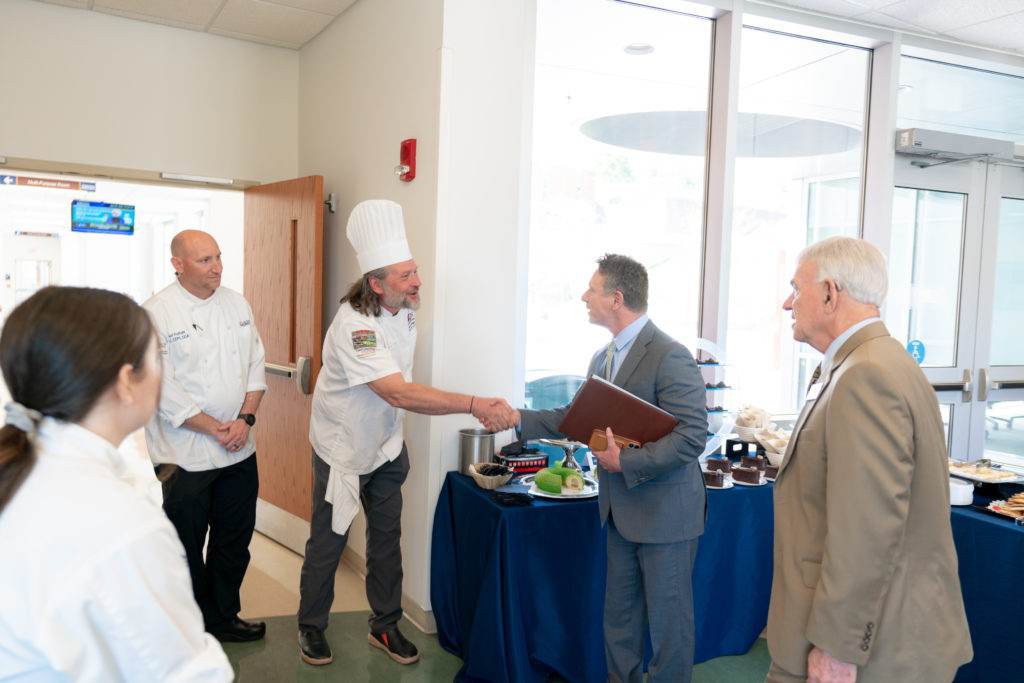 The Al Pollard Culinary Arts Program prepared desserts for Dr. David Doré's visit.