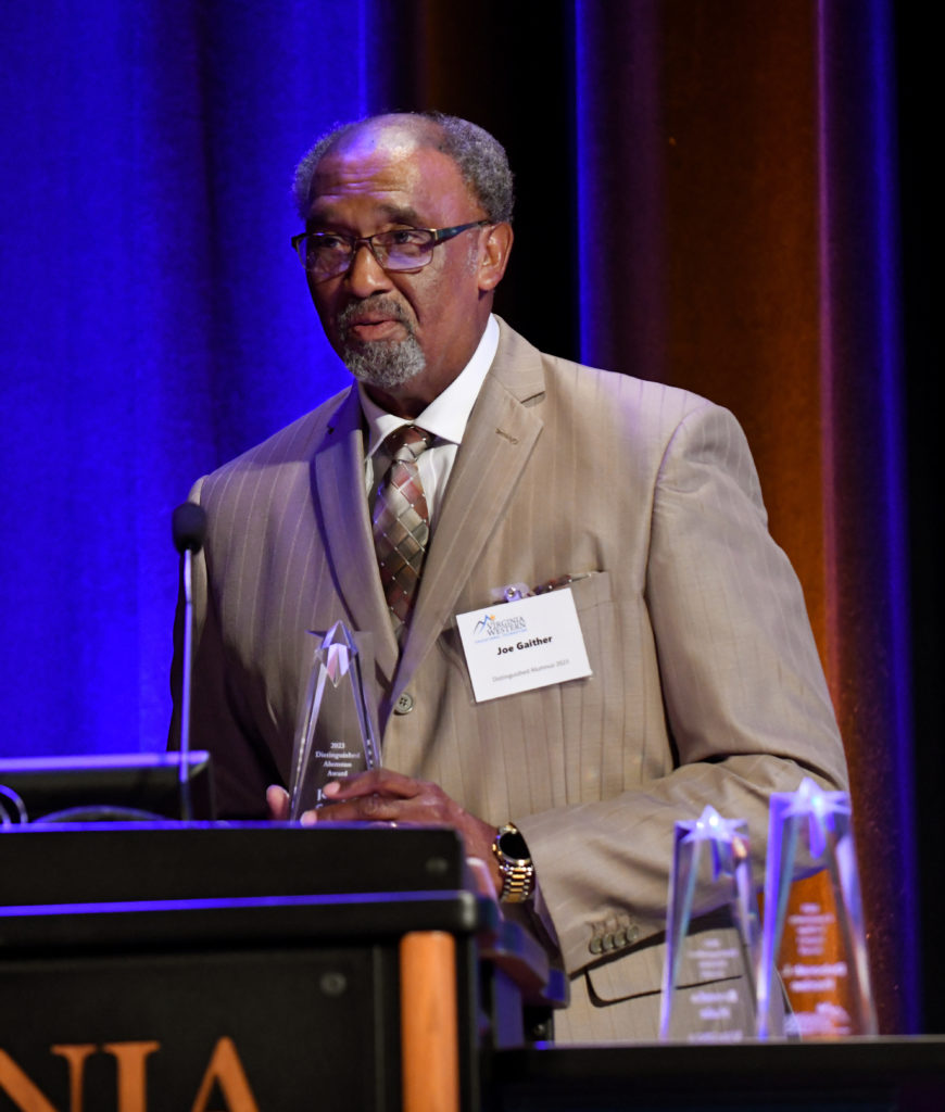 Joe Gaither ('77) received the Virginia Western Community College 2023 Distinguished Alumni Award in a campus ceremony on April 27, 2023.