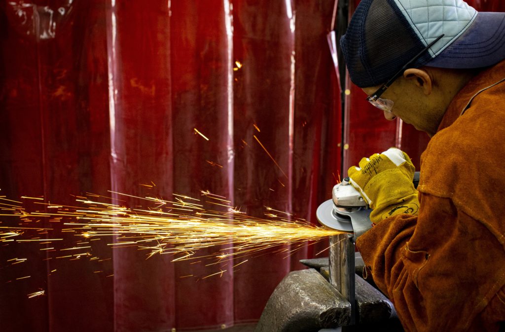 Students practice welding skills in Virginia Western's lab at the Botetourt Center at Greenfield.