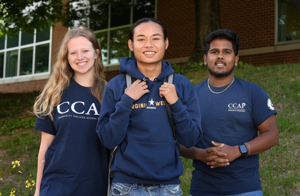 Current Virginia Western CCAP students include Hannah Puskar (from left), Thoo Lay Soe and Deepak Monger.