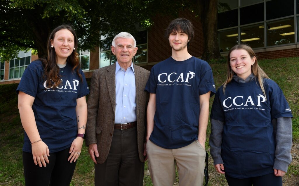 Virginia Western President Dr. Robert H. Sandel with CCAP students in May 2023