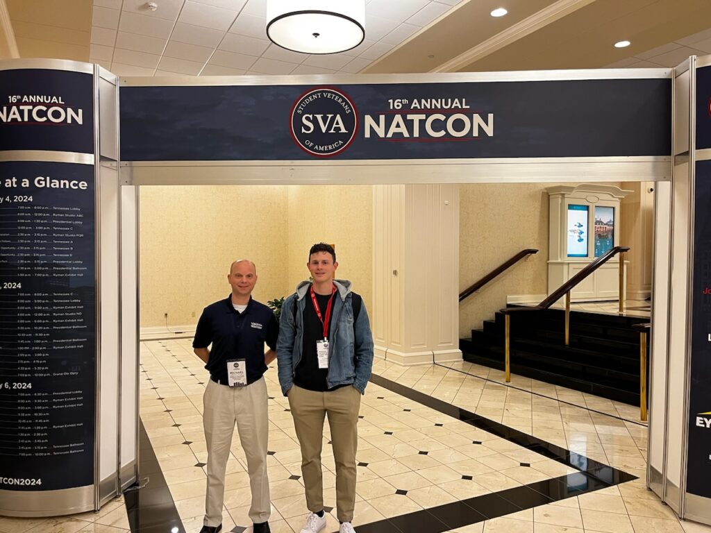 Virginia Western student veterans Michael Taylor (left) and Tyler Johnson attended the 16th annual Student Veterans of America National Conference in Nashville, Tenn., this month. Photos courtesy of Michael Taylor and Tyler Johnson.
