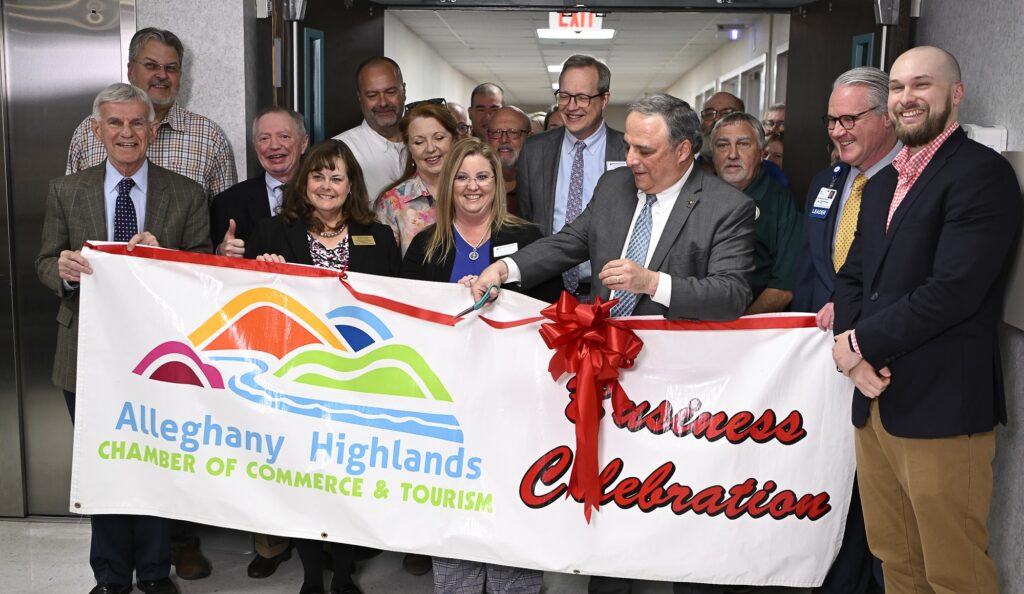 MGCC President Dr. John Rainone cuts the ribbon for the new Medical Laboratory Technology Program, offered in partnership with Virginia Western Community College and LewisGale Hospital Alleghany.