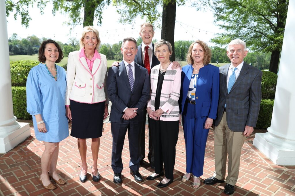 The Ellett Family received the Chancellor's Award for Leadership in Philanthropy on April 16 in Richmond. From left are Shelley Lyons, Virginia Western Community College Administrative Officer for Grants Administration; Marilyn Herbert-Ashton, Virginia Western Vice President of Institutional Advancement; VCCS Chancellor Dr. David Doré; Frank T. and Lucy R. Ellett; and Jane and Dr. Robert H. Sandel, Virginia Western Community College President.