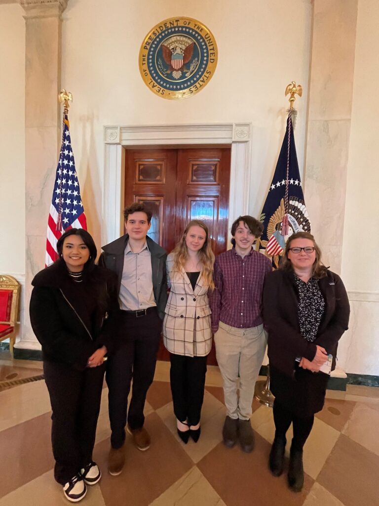 Pictured with the Great Seal are (from left) Briana Wood, Landon Cox, Hannah Puskar, Nicholas Maiolo and Natasha Lee.