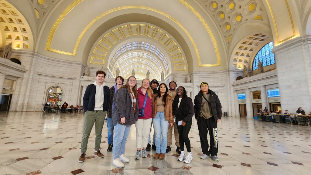 Students who attended are seen in Union Station: Landon Cox (from left), Nicholas Maiolo, Elizabeth Paige Morris, Hannah Puskar, Jarmar Davis, Briana Wood, Jazavier Ezekiel, Meghan Alexandre, Thoo lay Soe. The staff who attended were Natasha Lee, Frank Tyree and Chad Heddleston.