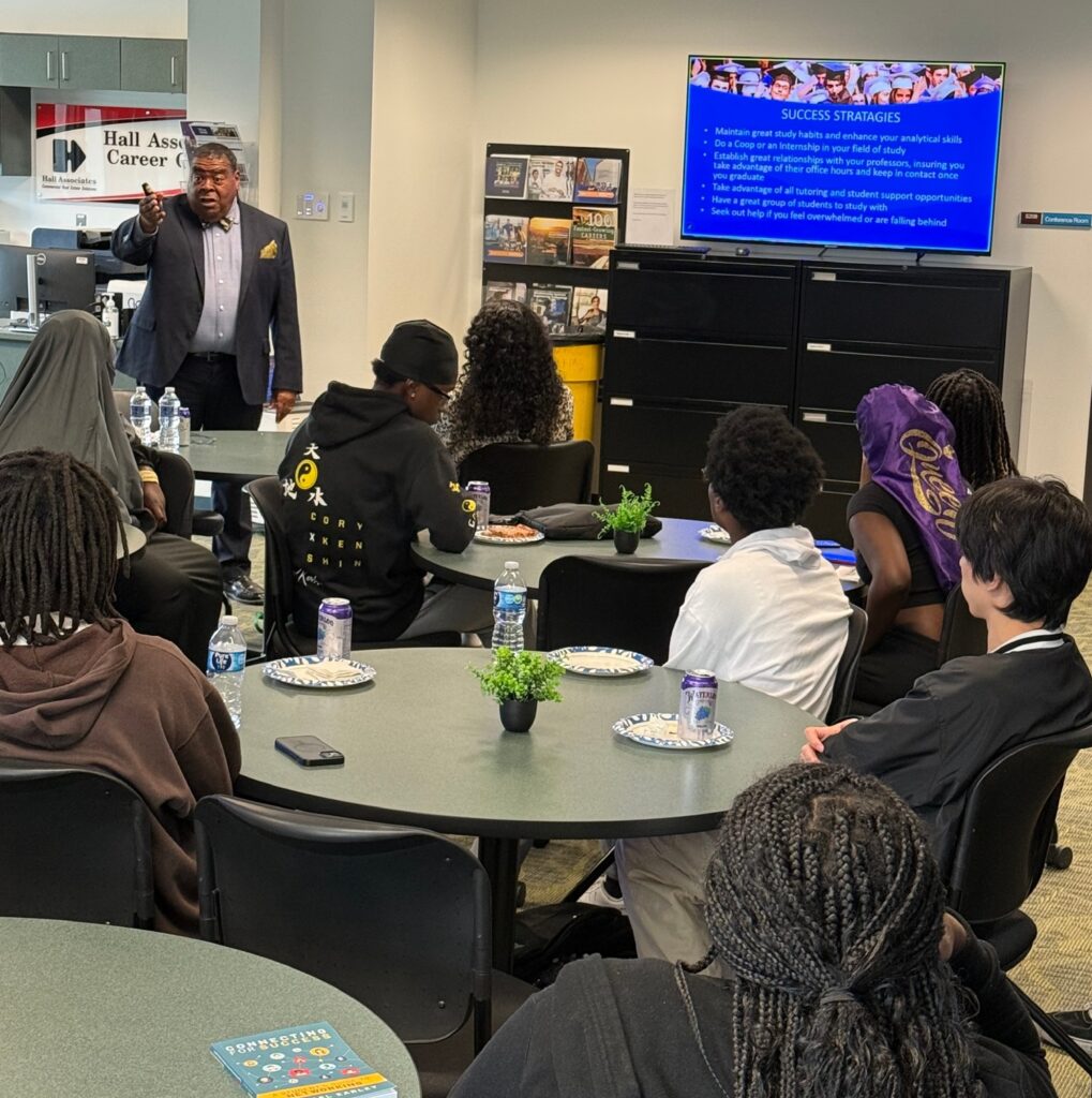 Samuel Hayes III outlined success strategies such as doing internships and developing relationships with professors.