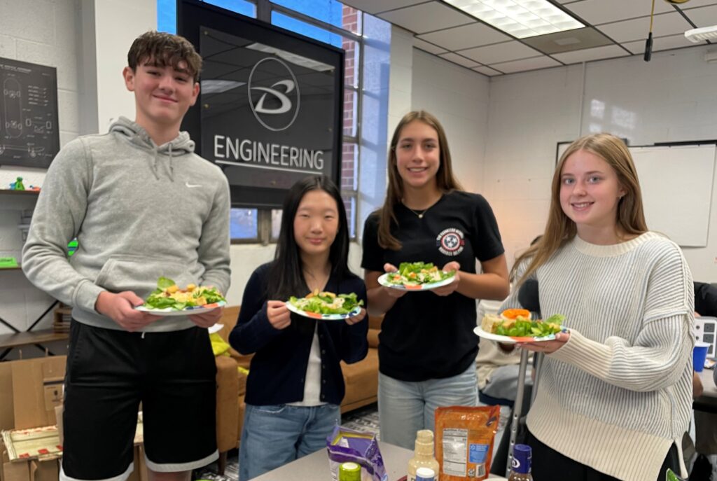 Students in the Engineering Program at Roanoke County's Burton Center for Arts & Technology enjoy their harvest with a wrap-up Salad Day activity Oct. 24.