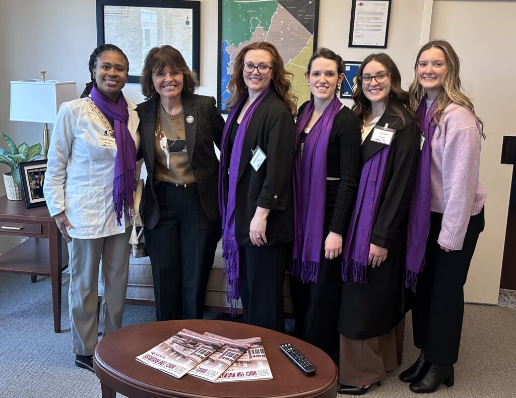 Dental Hygiene Director Marlana Thomas (from left), Del. Delores Oates (District 31), Kate Hoffman (Laurel Ridge adjunct faculty member), and Laurel Ridge student Maria Downham, Kali Rolf, and Madison Campbell.