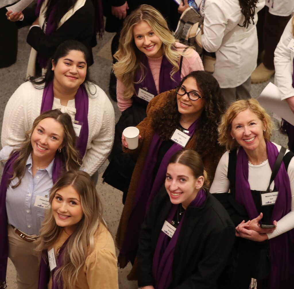 A group of students from Virginia Western Community College (from bottom left): Anni Johnson, Vanessa Hylton, (2nd row) Emma Caldwell, Rylie Schmidt, and Melanie Galleo (Clinical Instructor), (3rd row) Jennifer Espino, and Melinda Roberts).