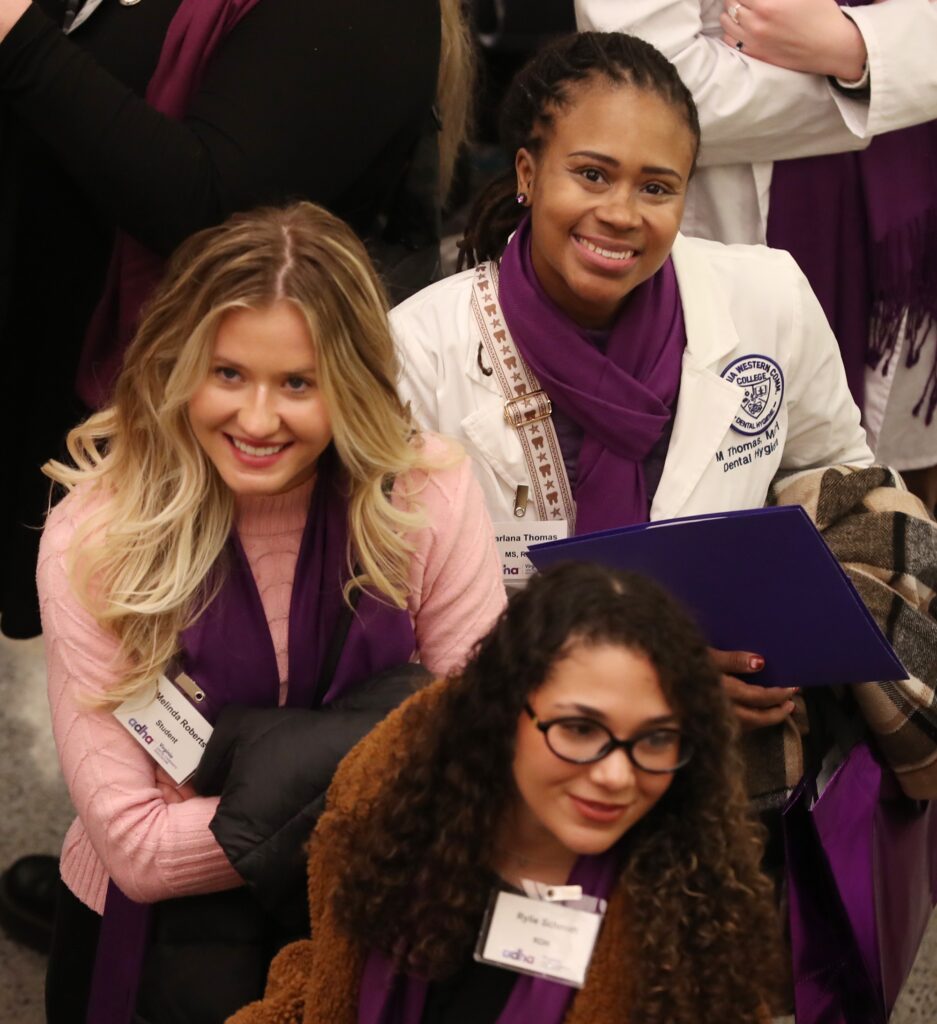Marlana Thomas, Director of Dental Hygiene, with Virginia Western students Melinda Roberts and Rylie Schmidt.