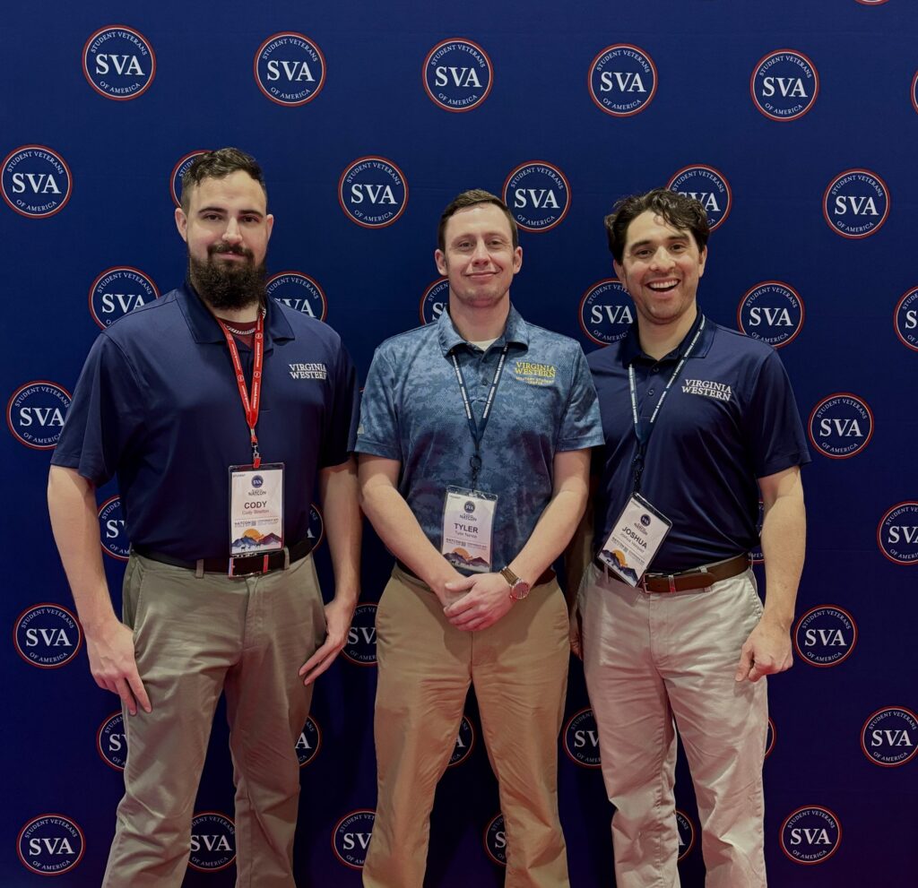 Virginia Western Community College sent student veterans Cody Stratton (from left), Tyler Nance and Joshua Vazquez, all officers in the Armed Forces Student Association on campus, to the 18th Annual National Convention at The Broadmoor Resort and Convention Center in Colorado Springs, Colorado, from Jan. 8 to 10.