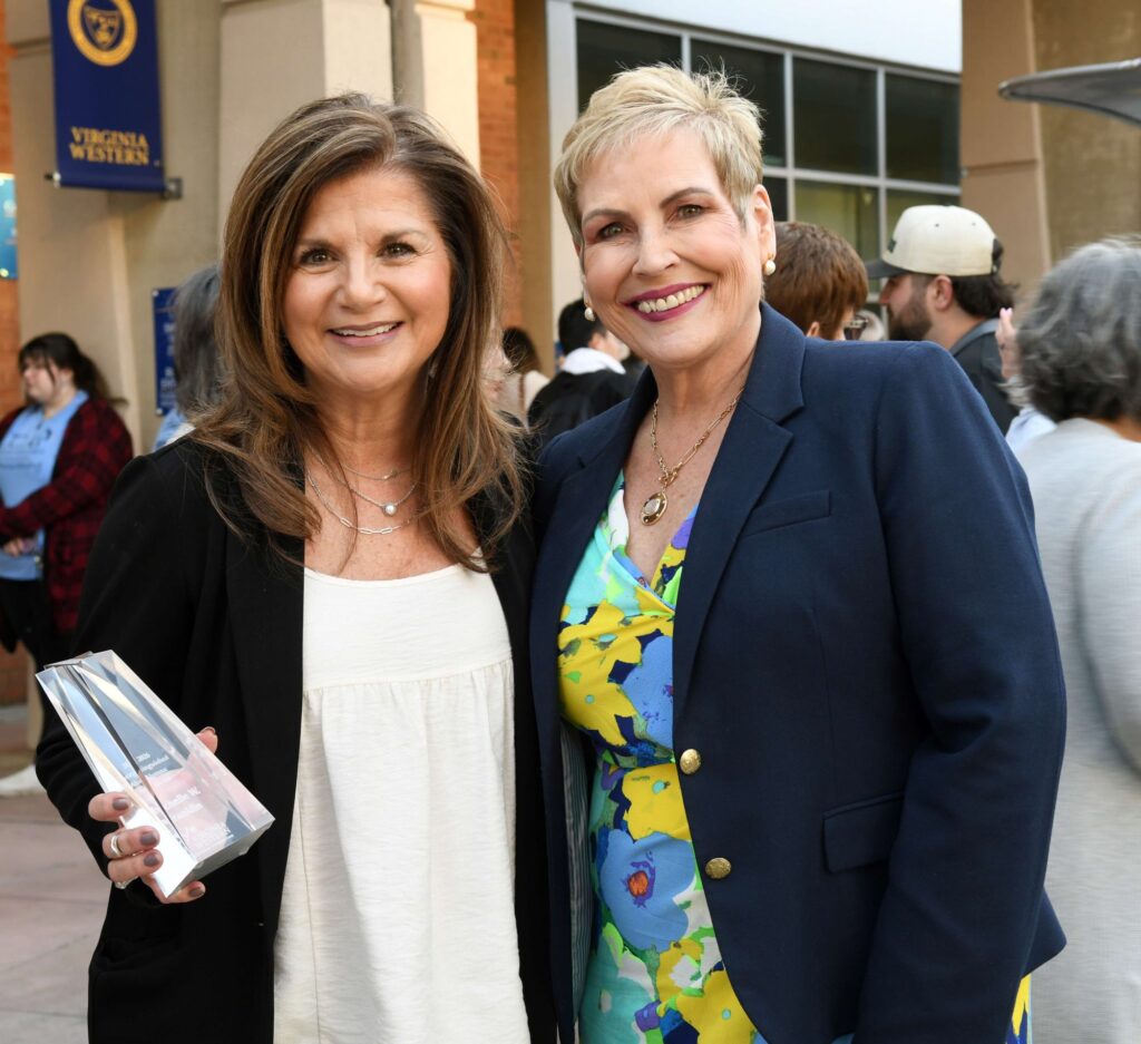 Michelle W. Franklin (left) with Dr. Laura J. Treanor (right) following the Virginia Western Community College Educational Foundation's annual Awards Ceremony.