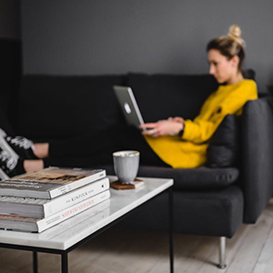 Student studying online at home