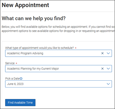 Navigate Appointment Scheduling Department Dropdown