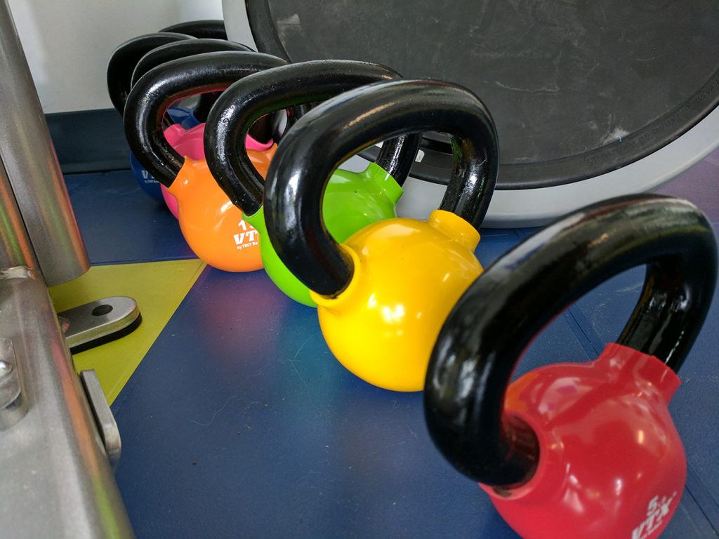 colorful kettle bells