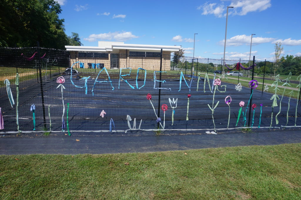 Exterior of Roanoke EnVision Center, highlighting the garden