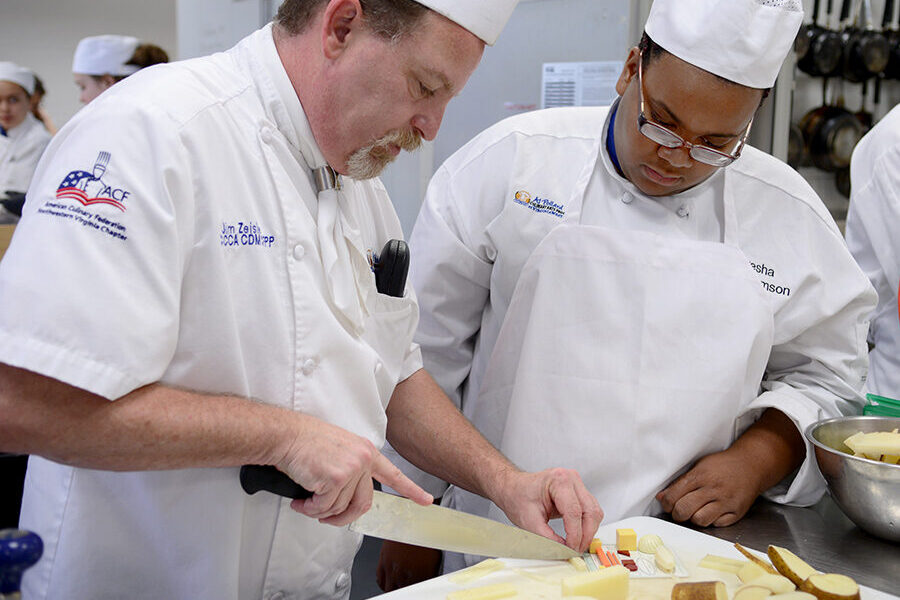 Culinary Arts student with Instructor