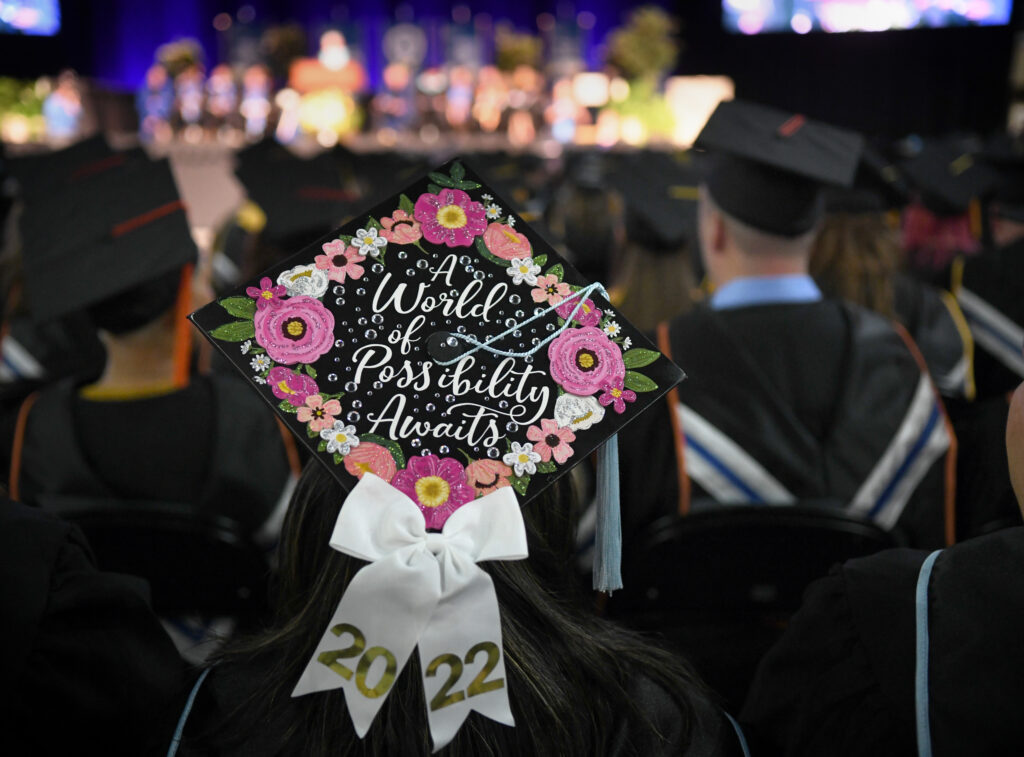 Student with a decorated graduation cap