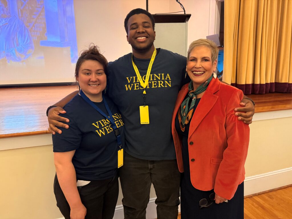 Dr. Treanor with Student Ambassadors Alexis and Michael