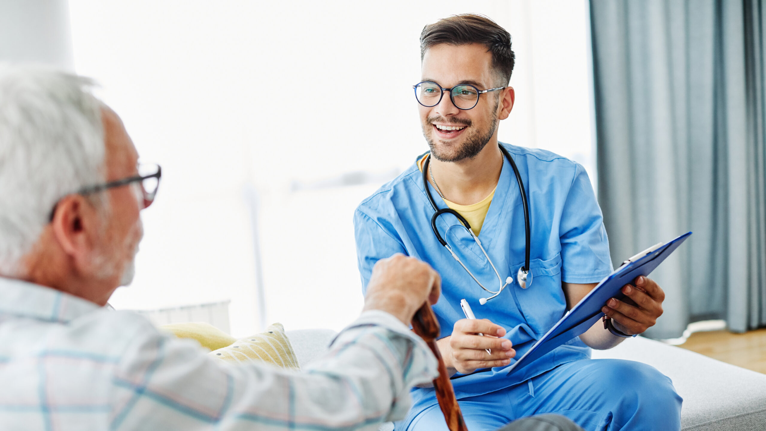 nurse doctor senior care caregiver help assistence retirement home hospital nursing elderly man caregiver